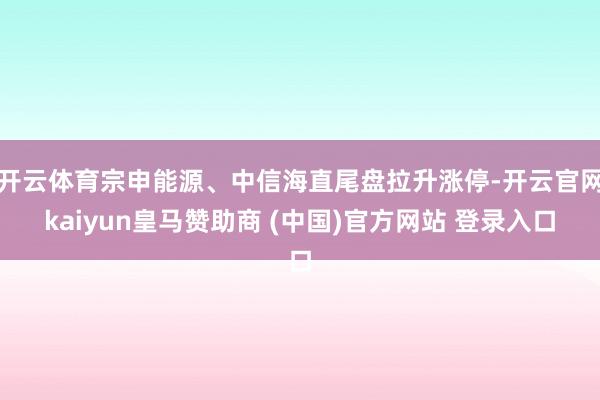 开云体育宗申能源、中信海直尾盘拉升涨停-开云官网kaiyun皇马赞助商 (中国)官方网站 登录入口