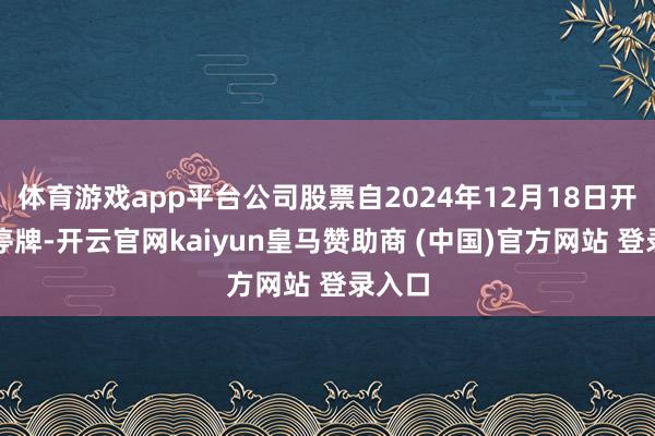 体育游戏app平台公司股票自2024年12月18日开市起停牌-开云官网kaiyun皇马赞助商 (中国)官方网站 登录入口
