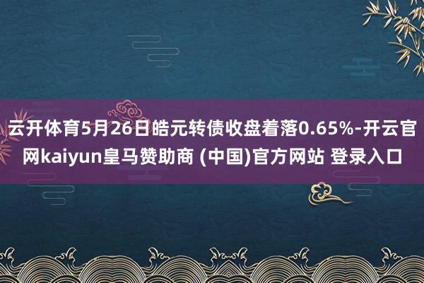 云开体育5月26日皓元转债收盘着落0.65%-开云官网kaiyun皇马赞助商 (中国)官方网站 登录入口